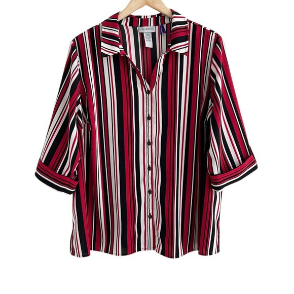 Catherines 3/4 Sleeve Striped Button Up Shirt (1X WP) - Picture 6 of 14